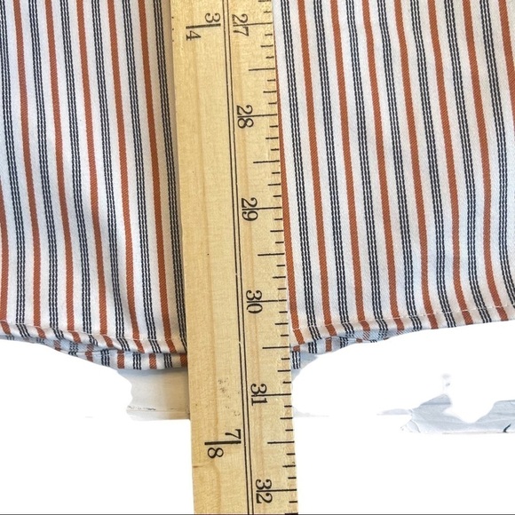 Joseph & Feiss Large Orange Black Striped Long Sleeved Button Down Dress Shirt - Picture 9 of 11